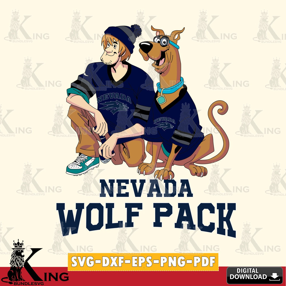 All-in-one bundle of Nevada Wolf Pack Shaggy and Scooby Doo football NCAA cut file ideal for vinyl projects and T-shirt printing