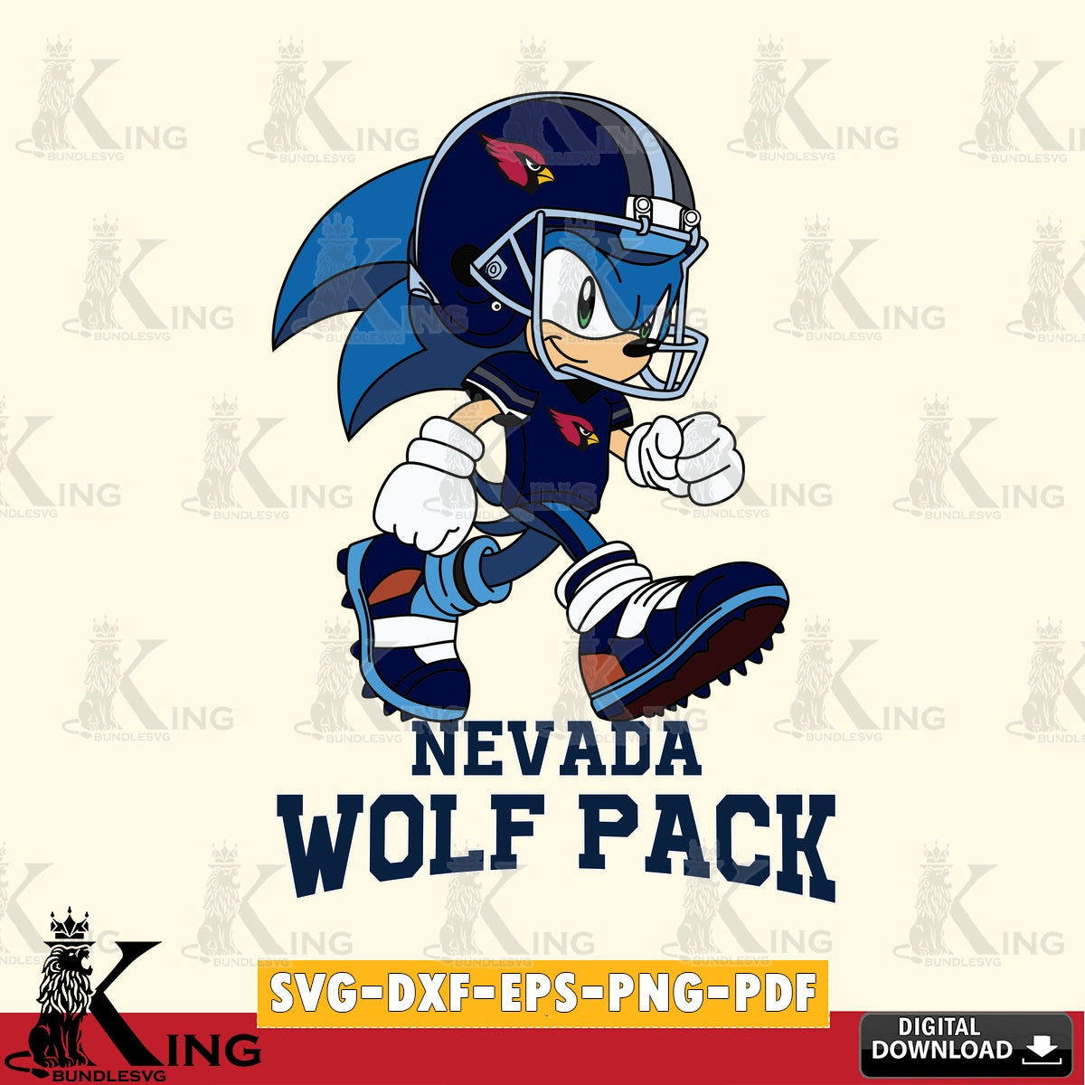 Nevada Wolf Pack Sonic Ready Football SVG file, Vector , Digital Download , PDF File , Instant Download