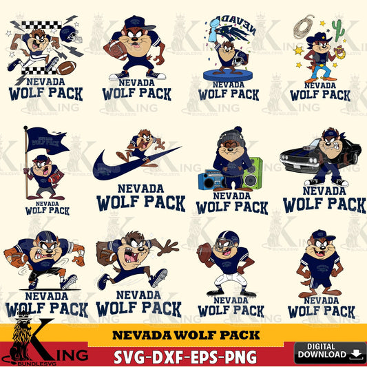 Nevada Wolf Pack Taz Football NCAA Bundle SVG file, Cut file  , Digital Download , Instant Download, Taz svg, NCAA svg