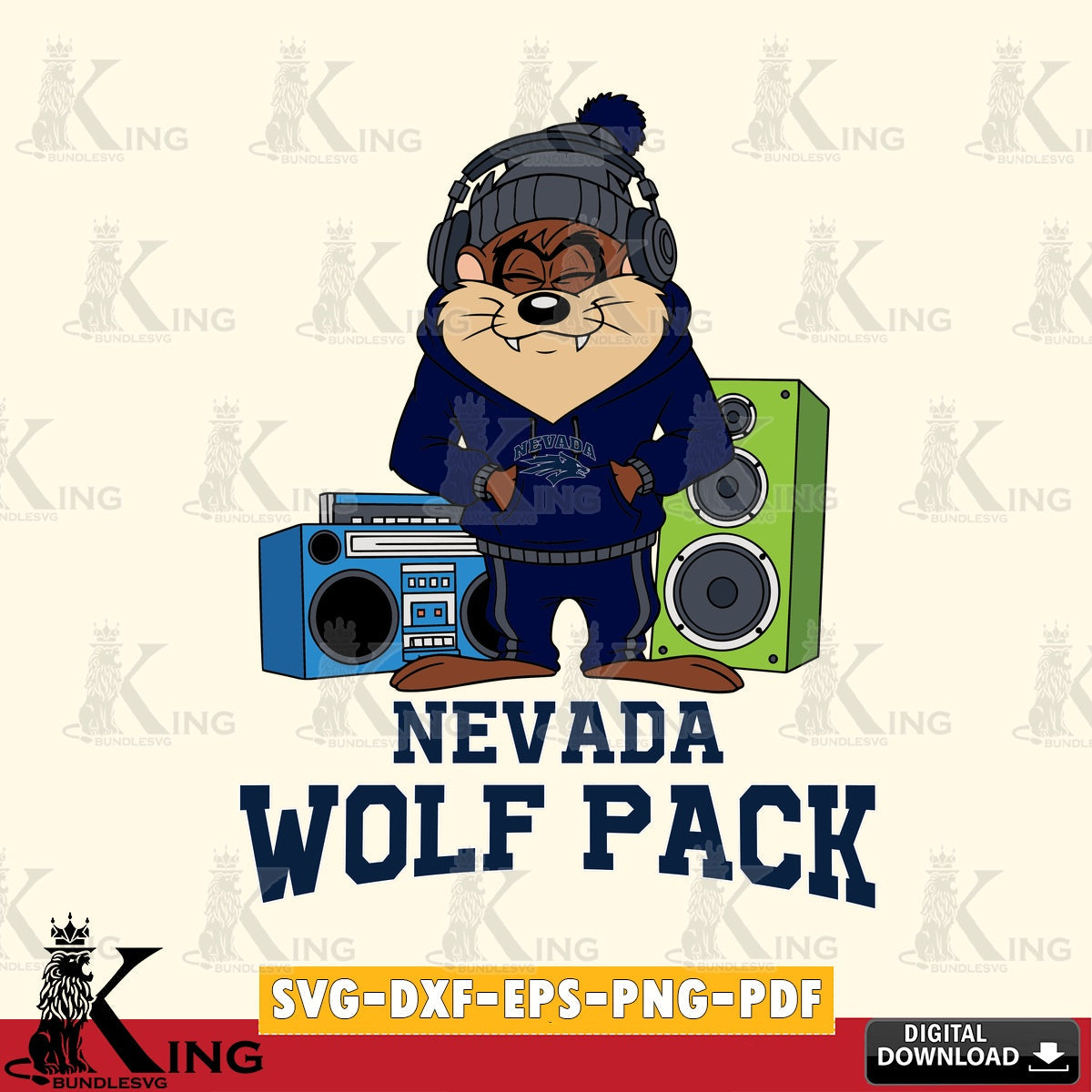 Nevada Wolf Pack Taz Hip Hop SVG file, Cut file  , Digital Download , Instant Download, Taz svg, NCAA svg