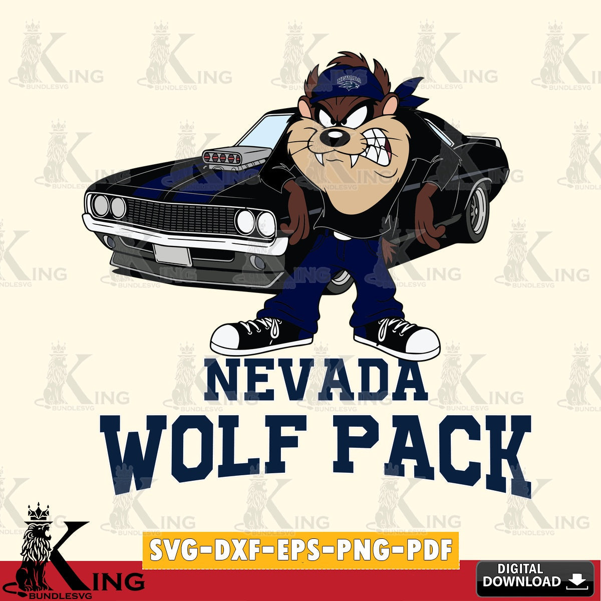 Nevada Wolf Pack Taz Racing Car SVG file, Cut file  , Digital Download , Instant Download, Taz svg, NCAA svg