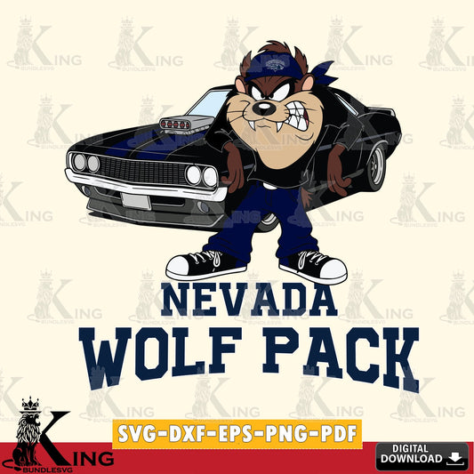 Nevada Wolf Pack Taz Racing Car SVG file, Cut file  , Digital Download , Instant Download, Taz svg, NCAA svg
