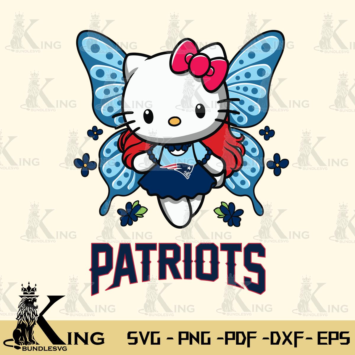 New England Patriots Butterfly Kitty Charm Svg Eps Dxf Png File, Digital Download