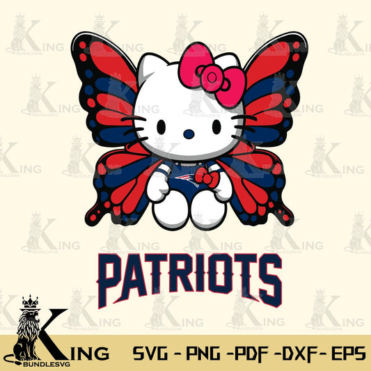 New England Patriots Butterfly Kitty Delight Svg Eps Dxf Png File, Digital Download