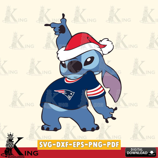 New England Patriots Disney Lilo & Stitch Christmas SVG, NFL for Cricut, Silhouette, Digital Download , file cut