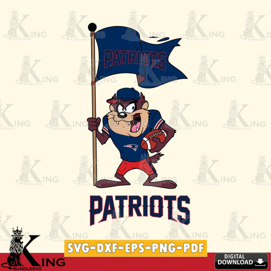 New England Patriots Football Taz Flag Art Cut file  , Digital Download , Instant Download, Looney Tunes svg, Football svg