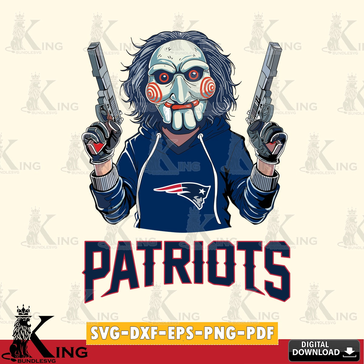 Hand-drawn style art of a New England Patriots Jigsaw Billy Football digital file for silhouette cameo and cricut projects.