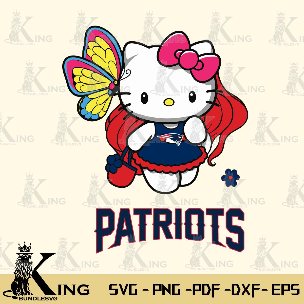 New England Patriots Kitty Cartoon Svg Eps Dxf Png File, Digital Download