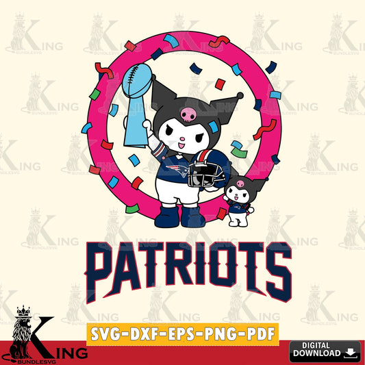 New England Patriots Kuromi Football Champion SVG file, Cricut, Cut file  , Digital Download , Instant Download, Sanrio svg, Clipart
