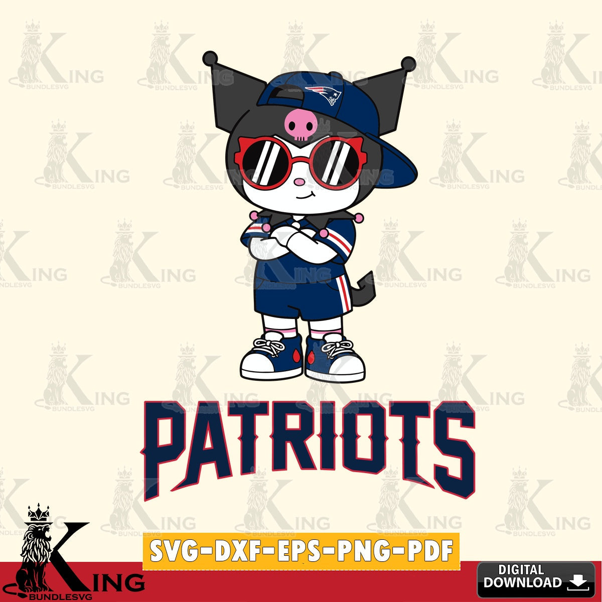 New England Patriots Kuromi Football Jersey SVG file, Cricut, Cut file  , Digital Download , Instant Download, Sanrio svg, Clipart