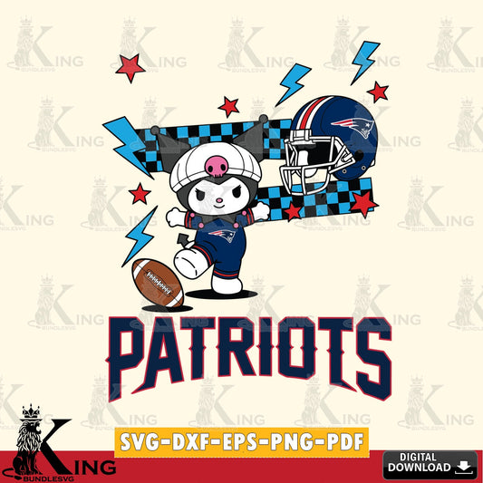 New England Patriots Kuromi Game Day SVG file, Cricut, Cut file  , Digital Download , Instant Download, Sanrio svg, Clipart
