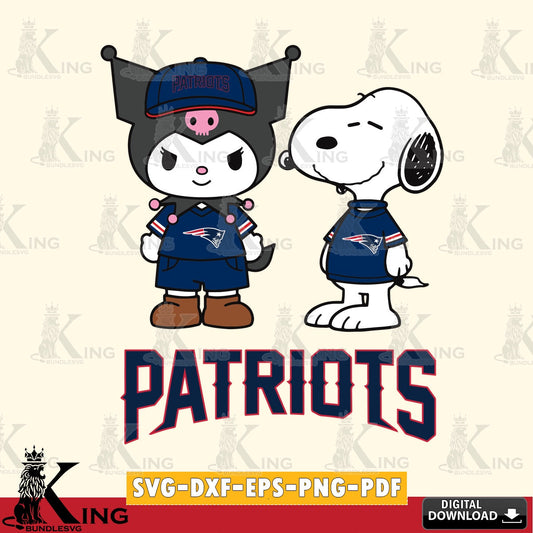 New England Patriots Kuromi Snoopy Football SVG file, Cricut, Cut file  , Digital Download , Instant Download, Sanrio svg, Clipart