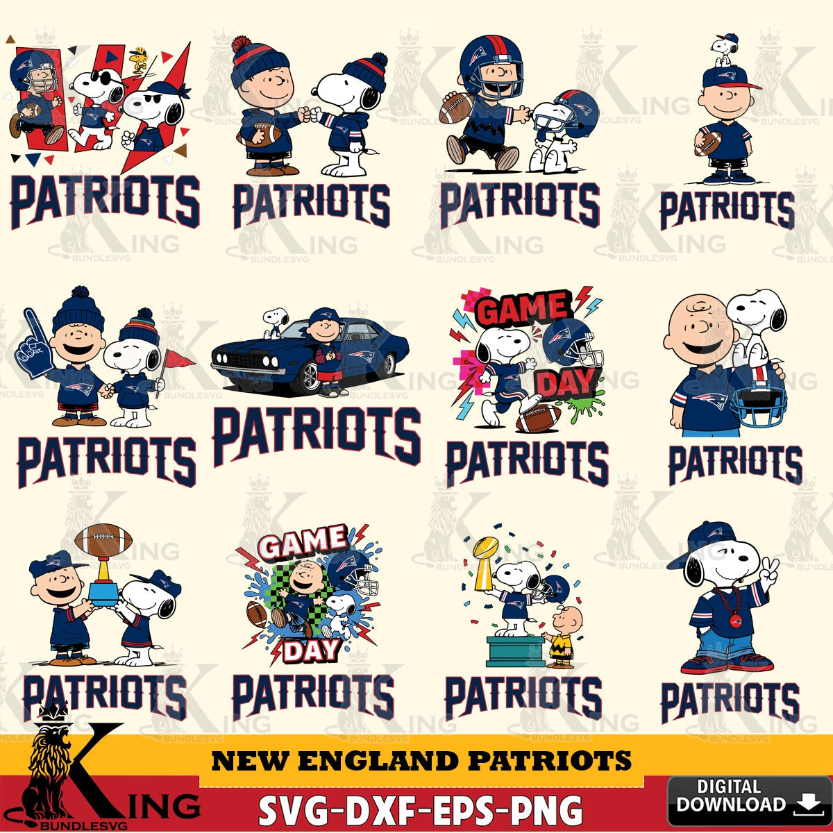 New England Patriots Peanuts Play Football NFL Bundle Cricut file , Cut file  , Digital Download , PDF File , Instant Download