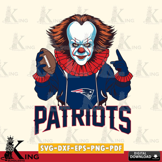 Creative design featuring a New England Patriots Pennywise football player, a digital file for silhouette cameo and cricut