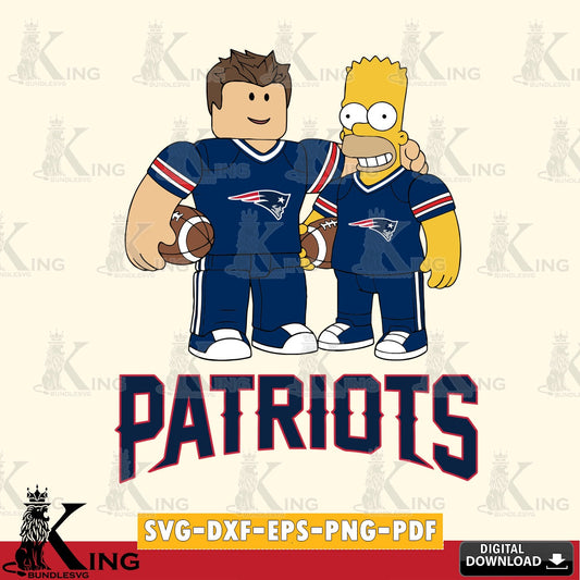 New England Patriots Roblox & Homer Simpson Football SVG file , Cricut, NFL  File cut , Digital Download , PDF File