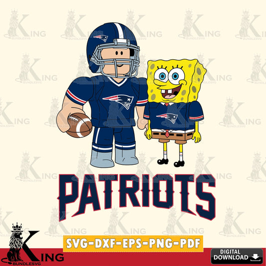 High-quality graphic of New England Patriots Roblox & Spongebob football, a high-quality vector for DIY scrapbooking and home