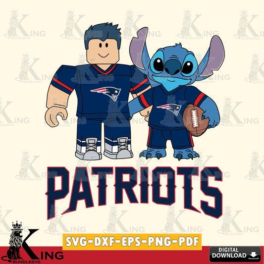 New England Patriots Roblox & Stitch Football SVG file , Cricut, NFL  File cut , Digital Download , PDF File