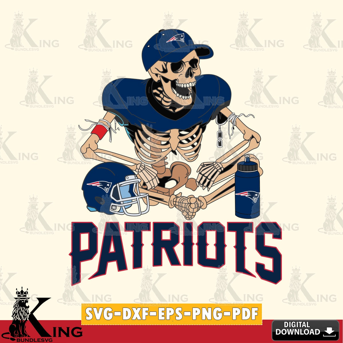 Vector design showing a New England Patriots skeleton player with a football, vector art for engraving, cutting, and printing.