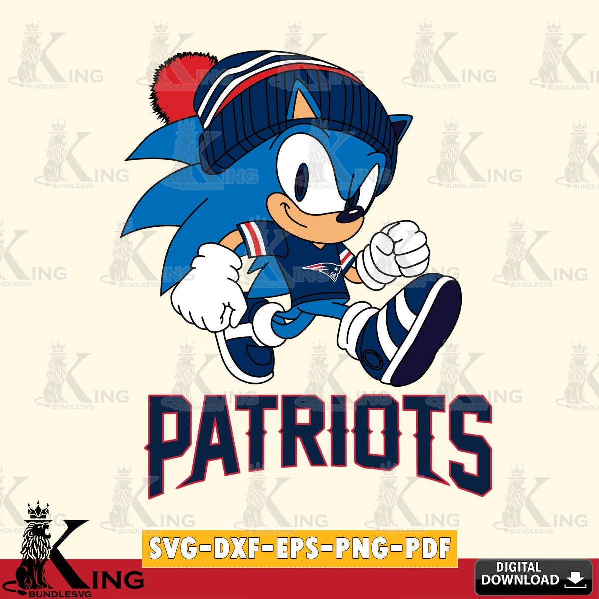 High-quality graphic of New England Patriots Sonic Football, digital download for Cricut Maker and paper crafts