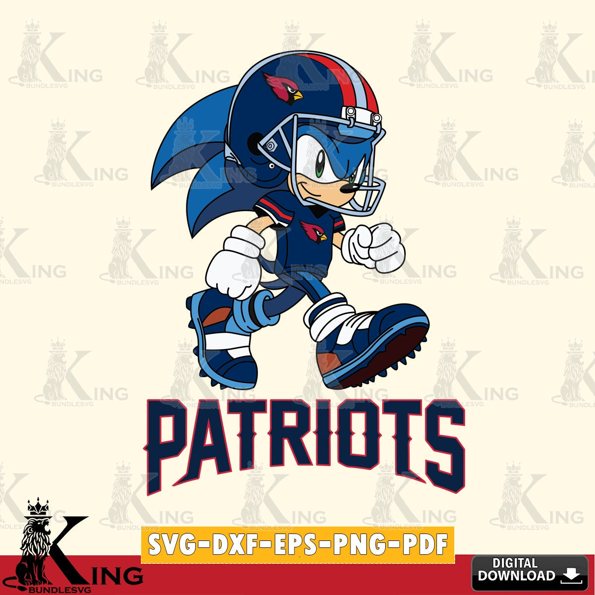 Beautiful illustration of New England Patriots Sonic Ready Football, digital clipart compatible with laser engraving and cutting.