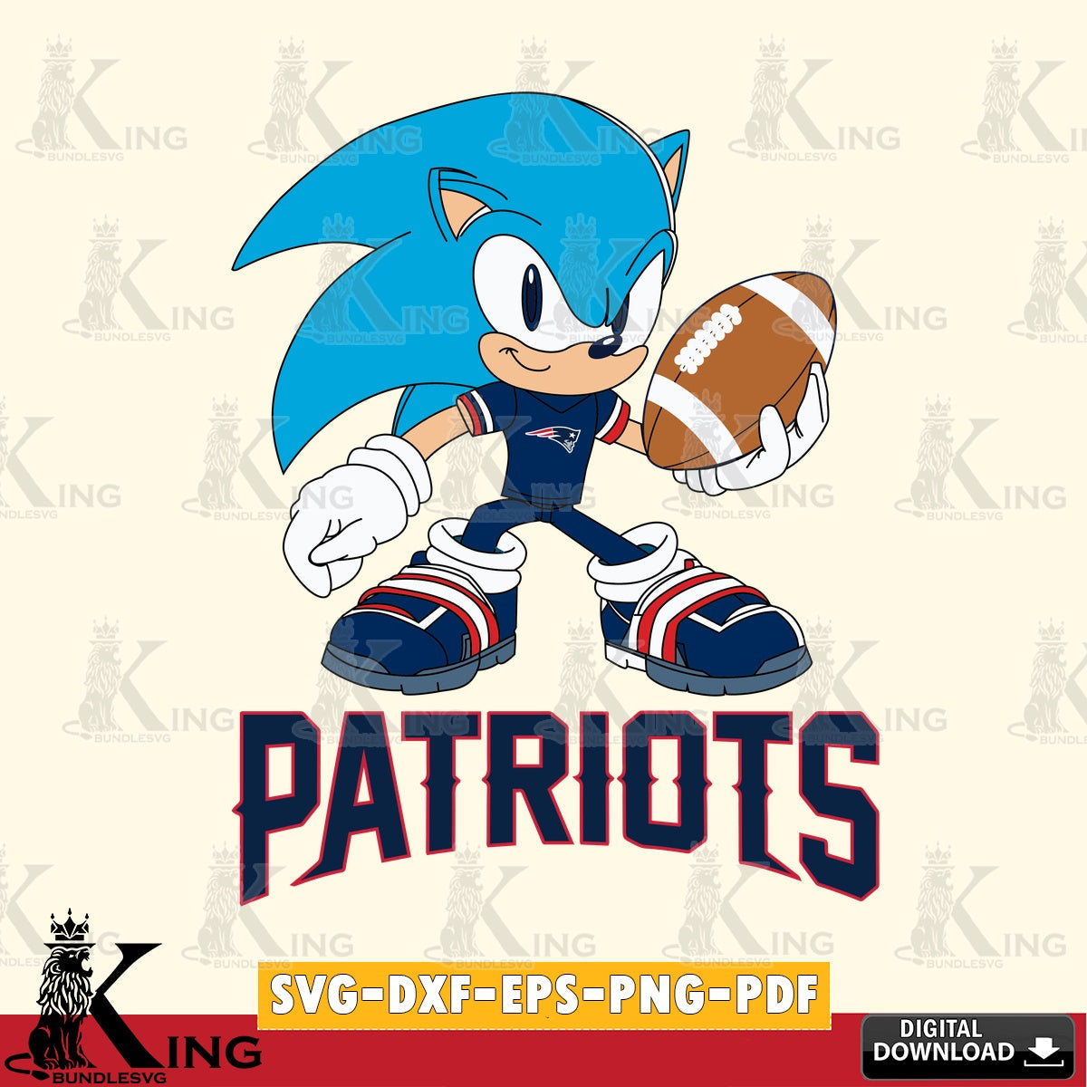 New England Patriots Sonic Rugby SVG file, Vector , Digital Download , PDF File , Instant Download