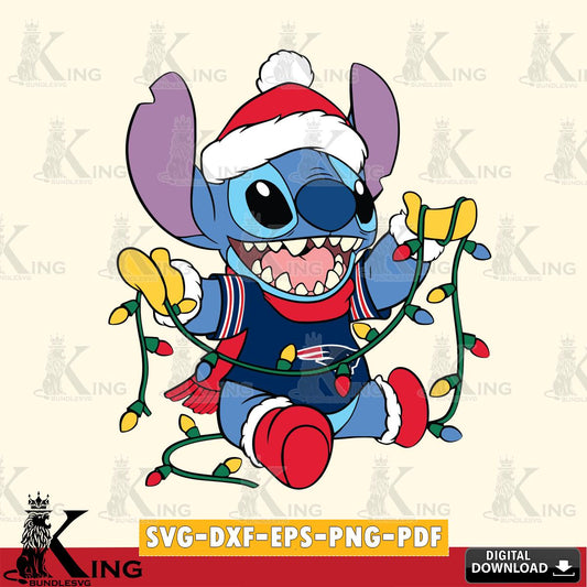 New England Patriots Stitch Christmas Lights SVG, NFL for Cricut, Silhouette, Digital Download , file cut