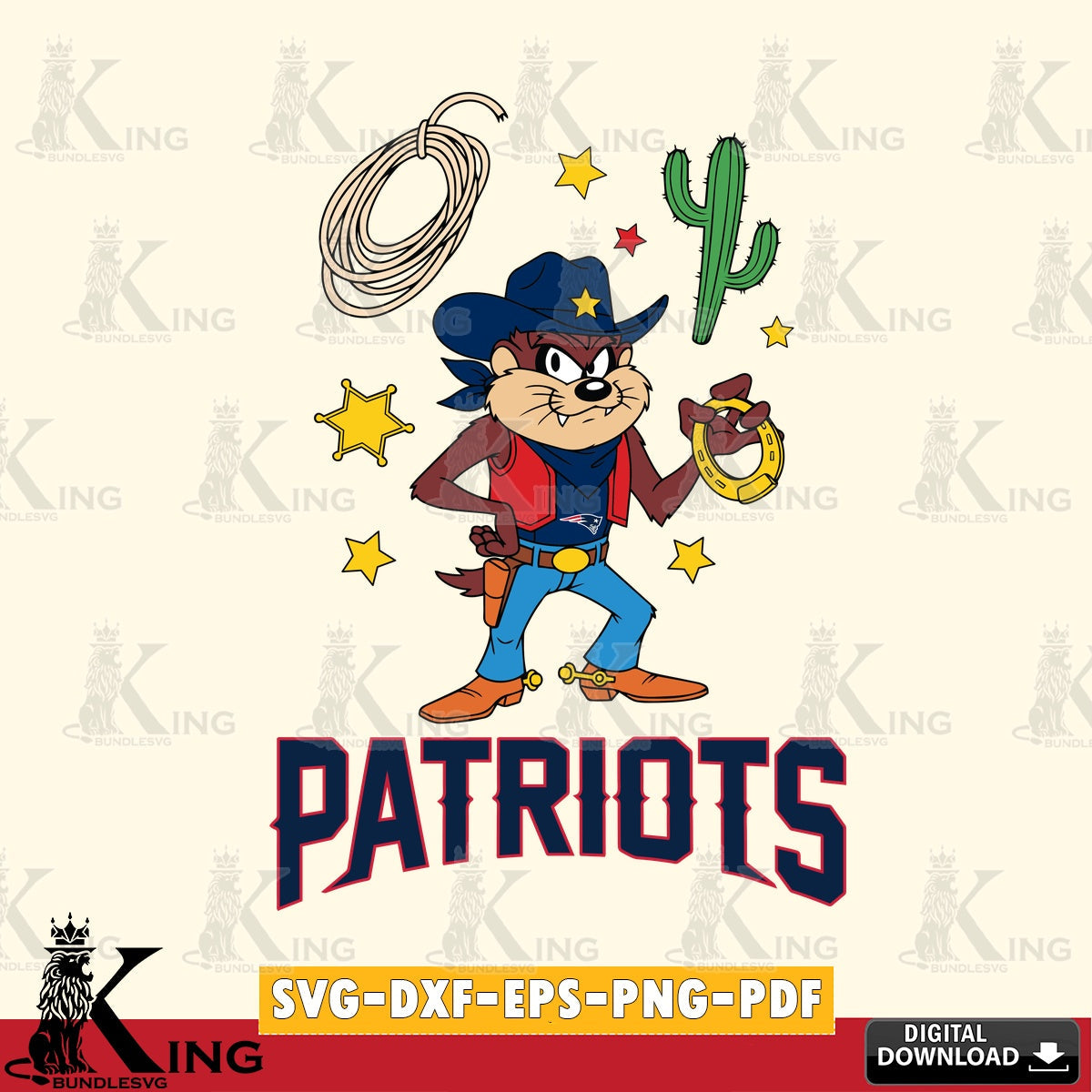 New England Patriots Taz Cowboy Western Cut file  , Digital Download , Instant Download, Looney Tunes svg, Football svg