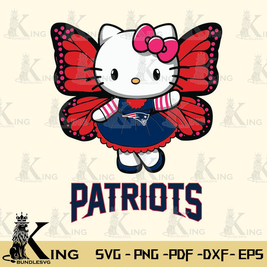 New England Patriots Whimsical Kitty Wings Svg Eps Dxf Png File, Digital Download