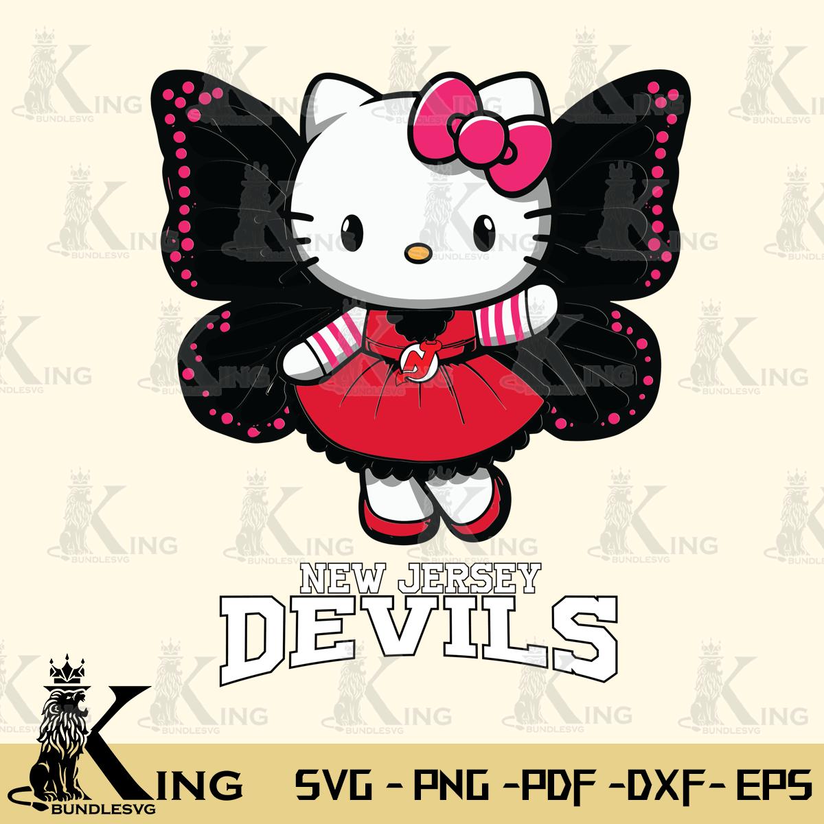 New Jersey Devils Whimsical Kitty Wings Svg Eps Dxf Png File, Digital Download