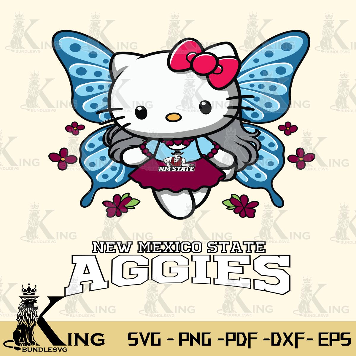 New Mexico State Aggies Butterfly Kitty Charm Svg Eps Dxf Png File, Digital Download