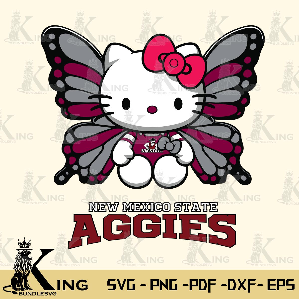 New Mexico State Aggies Butterfly Kitty Delight Svg Eps Dxf Png File, Digital Download