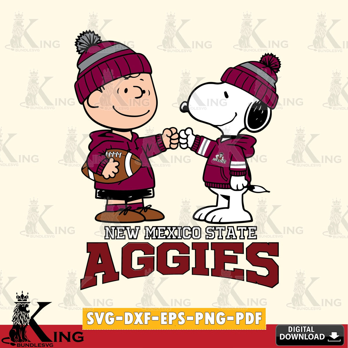 New Mexico State Aggies CharlieBrown Football Fist Bump SVG, Cricut, Cut file  , Digital Download , Instant Download, Peanuts svg, NCAA svg, Football svg, Sport svg