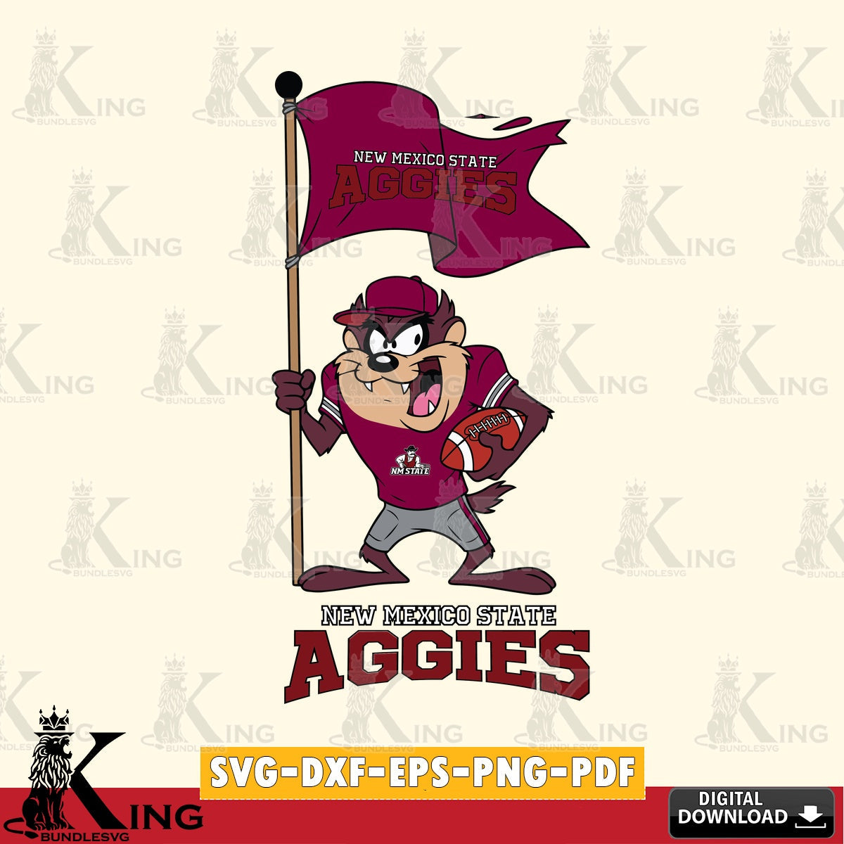 New Mexico State Aggies Football Taz Flag Art SVG file, Cut file  , Digital Download , Instant Download, Taz svg, NCAA svg