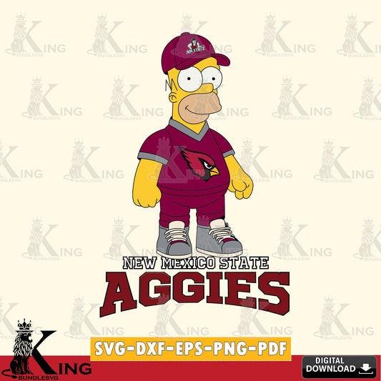 Beautiful illustration of New Mexico State Aggies Homer Simpson football, NCAA design suitable for Glowforge and laser cutting