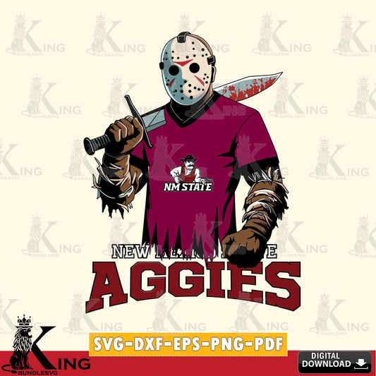 Unique artwork depicting New Mexico State Aggies Jason Voorhees Football, SVG PNG files perfect for Cricut and Silhouette cutting.