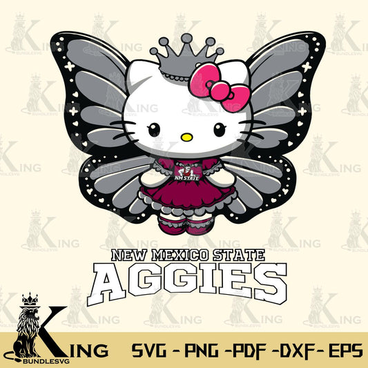 New Mexico State Aggies Kitty Wings & Flowers Svg Eps Dxf Png File, Digital Download