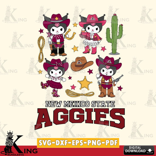 New Mexico State Aggies Kuromi Cowboy Western SVG file, Cricut, Cut file  , Digital Download , Instant Download, Sanrio svg, Clipart