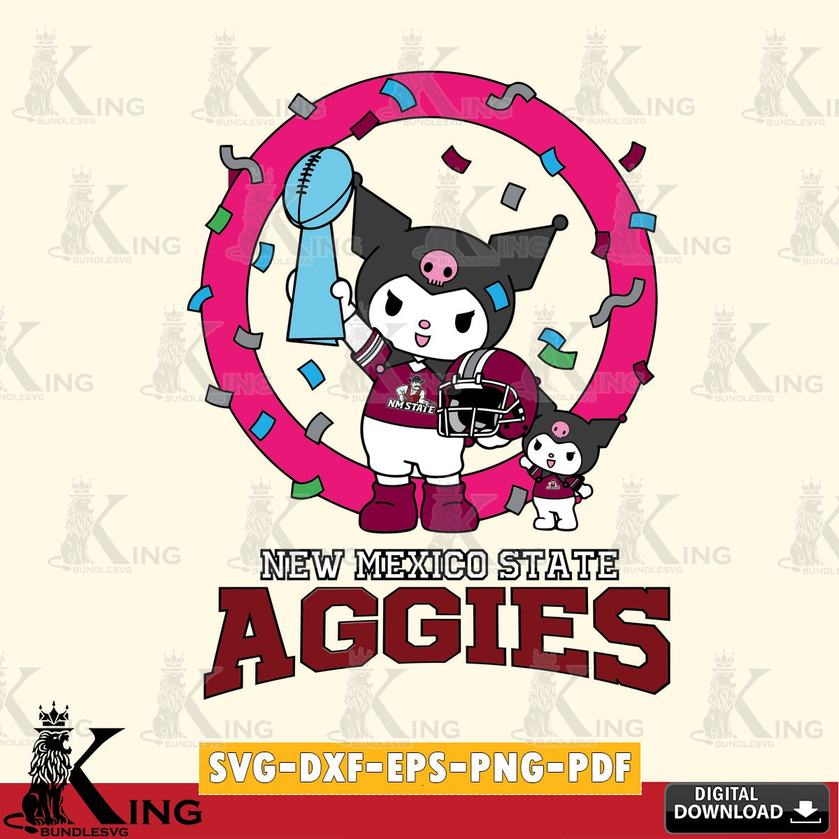 New Mexico State Aggies Kuromi Football Champion SVG file, Cricut, Cut file  , Digital Download , Instant Download, Sanrio svg, Clipart