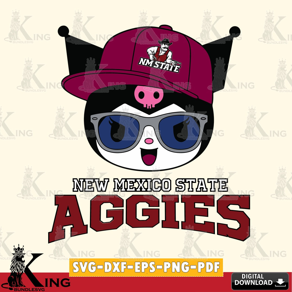 New Mexico State Aggies Kuromi Football Cool SVG file, Cricut, Cut file  , Digital Download , Instant Download, Sanrio svg, Clipart