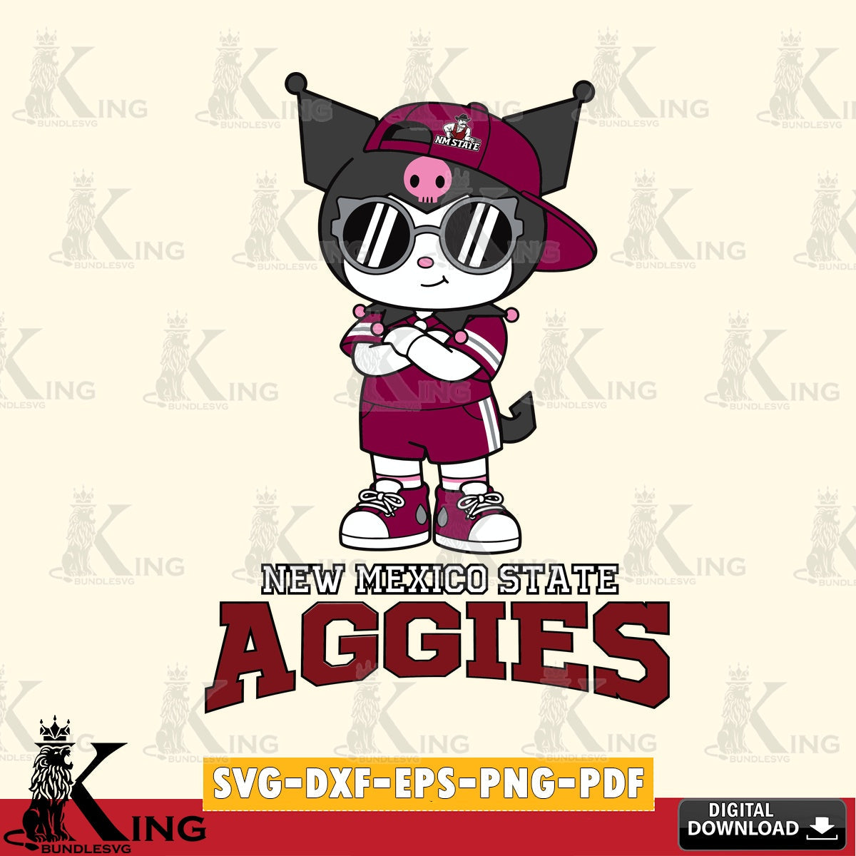New Mexico State Aggies Kuromi Football Jersey SVG file, Cricut, Cut file  , Digital Download , Instant Download, Sanrio svg, Clipart