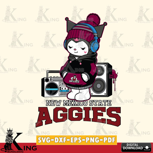 New Mexico State Aggies Kuromi Football Music SVG file, Cricut, Cut file  , Digital Download , Instant Download, Sanrio svg, Clipart