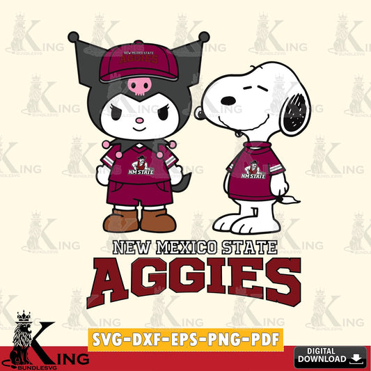 New Mexico State Aggies Kuromi Snoopy Football SVG file, Cricut, Cut file  , Digital Download , Instant Download, Sanrio svg, Clipart