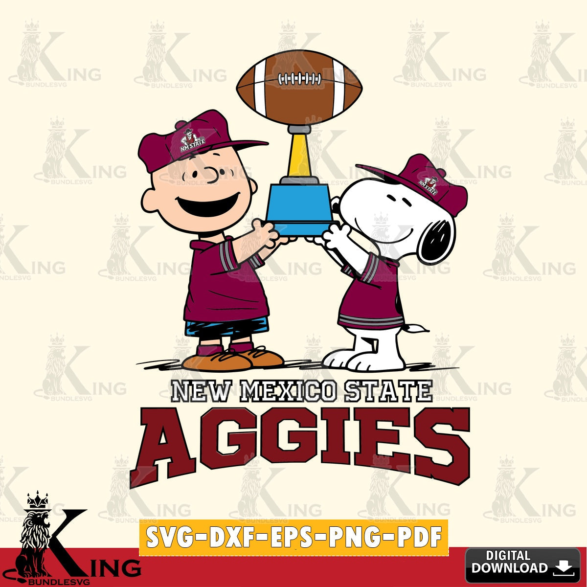 New Mexico State Aggies Peanuts Football Trophy SVG, Cricut, Cut file  , Digital Download , Instant Download, Peanuts svg, NCAA svg, Football svg, Sport svg