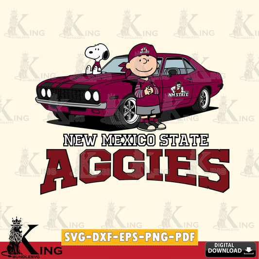 New Mexico State Aggies Peanuts Muscle Car SVG, Cricut, Cut file  , Digital Download , Instant Download, Peanuts svg, NCAA svg, Football svg, Sport svg