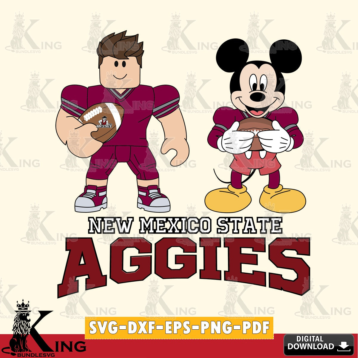 New Mexico State Aggies Roblox & Mickey Football SVG file , NCAA Cricut,  File cut , Digital Download , PDF File