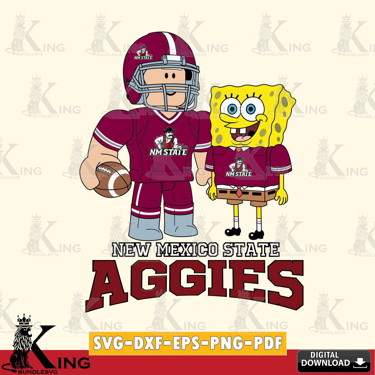New Mexico State Aggies Roblox & Spongebob Football SVG file , NCAA Cricut,  File cut , Digital Download , PDF File