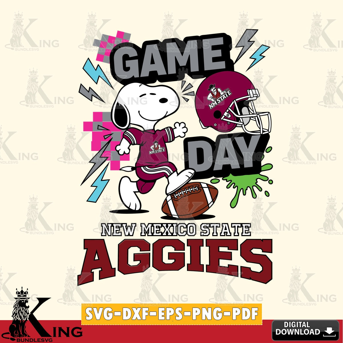 New Mexico State Aggies Snoopy Game day SVG, Cricut, Cut file  , Digital Download , Instant Download, Peanuts svg, NCAA svg, Football svg, Sport svg