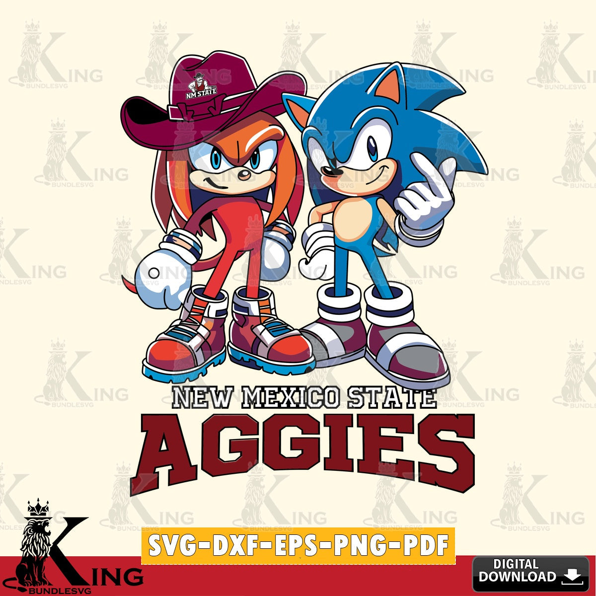 New Mexico State Aggies Sonic & Knuckles Football Mascot SVG file, Vector , Digital Download , PDF File , Instant Download