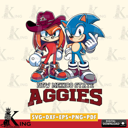 New Mexico State Aggies Sonic & Knuckles Football Mascot SVG file, Vector , Digital Download , PDF File , Instant Download