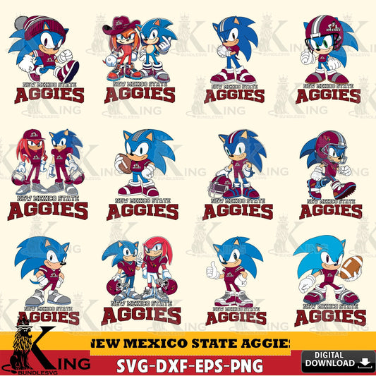 Huge collection of New Mexico State Aggies Sonic & Knuckles NCAA Football bundle vector art for engraving, cutting, and printing